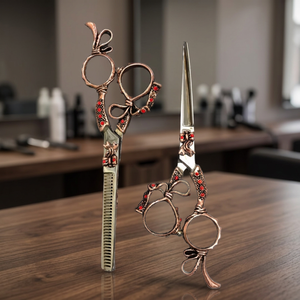 Ciseaux de barbier professionnels importés avec manche fantaisie, 6 pouces, lame en acier inoxydable, ciseaux de coiffure pour salon - Product Image 1