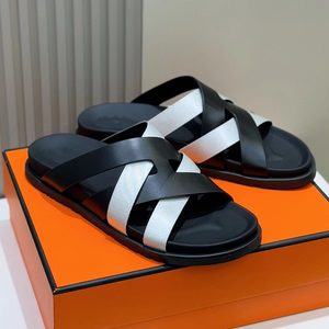 Sandales compensées de luxe en cuir véritable, confortables et élégantes, à enfiler, avec semelle extérieure en caoutchouc, idéales pour l'été et la plage - Product Image 1