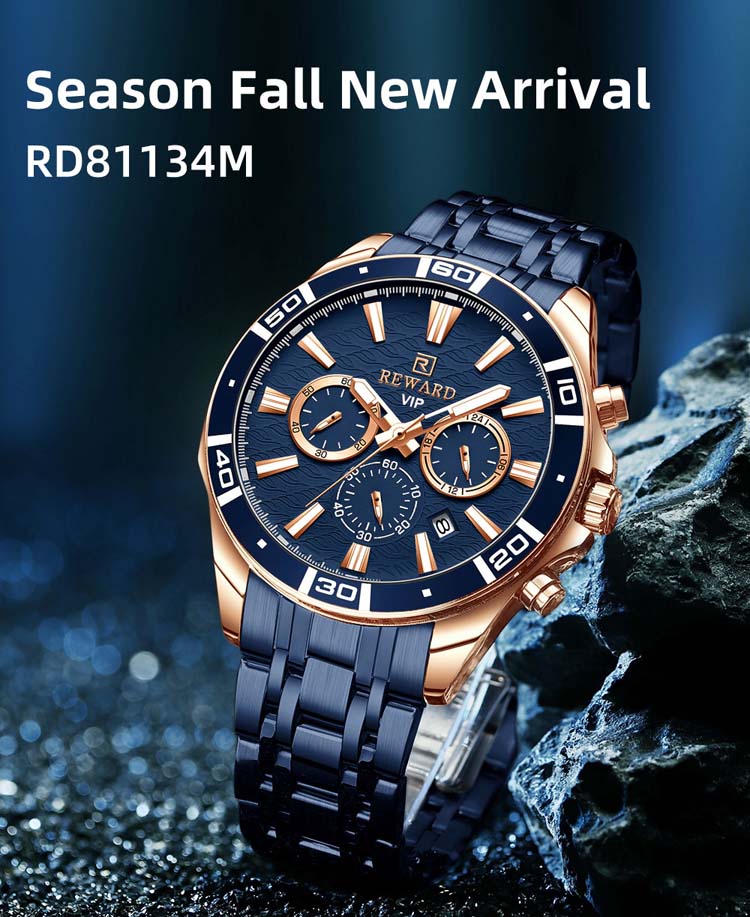 REWARD 81134 - Stylish Men's Quartz Watch with Stainless Steel Band