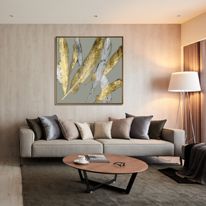 Impression d'art abstrait minimaliste moderne avec plumes, <span class=keywords><strong>aquarelle</strong></span> sur toile, 60x60cm, décoration murale intérieure - Product Image 2
