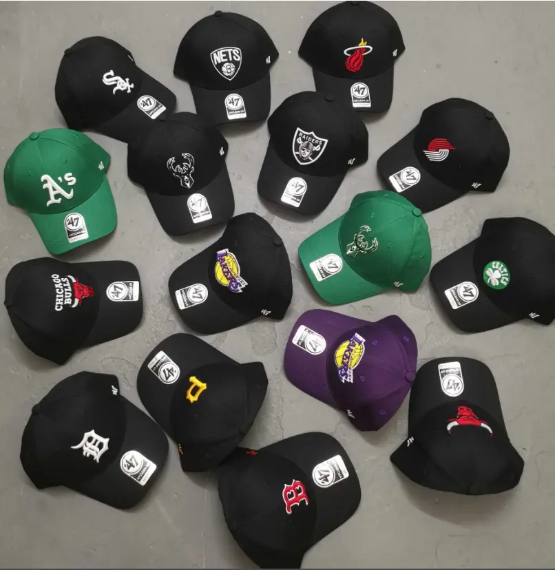 Wholesale hot selling basketball player football team sports caps when washable and reusable team embroidery stitched caps