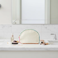 Sac de maquillage portable en toile brodée personnalisée, écologique, avec fermeture éclair, pour filles – Vente chaude en gros