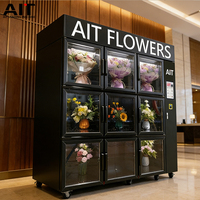 Distributeur automatique de fleurs AIT 24h/24, de petite et moyenne taille, avec compartiments de stockage, écran tactile et refroidissement par compresseur