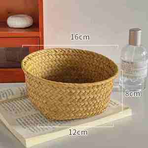 Panier rond en <span class=keywords><strong>osier</strong></span> grande taille pour fleurs, panier de rangement, décoration d'intérieur, organisateur de bureau et boîte de rangement pour cosmétiques – Offre Spéciale - Product Image 5
