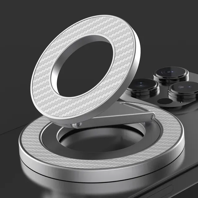 Double Sided Aluminium Magnetic Phone Stand & Ring Holder with Kickstand Grip for IPhone17 16 15 14 13 Android Desk Use