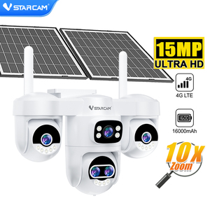 Caméra solaire 4G multi-lentilles 15MP avec zoom 10X, batterie rechargeable 16000mAh, détection cinq directions, vision nocturne, PTZ extérieur AG623ZF - Product Image 1