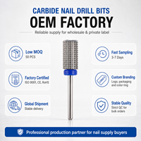 Service OEM direct usine, fraise à ongles 3 en 1 à grand diamètre de 6,6 mm, pour manucure, pédicure et polissage de gel, avec tige de 2,35 mm, pour salon de manucure