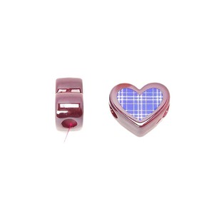 Plaid <b>Heart</b> Loose Spacer Beads Large Straight Hole DIY Craft Supplies <b>Bag</b> Accessories Wholesale Bulk Pack Supply - Product Image 5