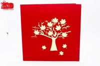 Carte de vœux 3D écologique en papier recyclable, personnalisée, avec un arbre d'érable d'automne fait main, feuillage coloré d'automne