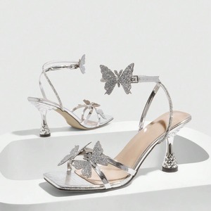 Ladies' Stiletto Heel <b>Sandals</b> with 3D Flower & Enamel Heels, Elegant Character Women Quality High Heel Pumps - Product Image 1