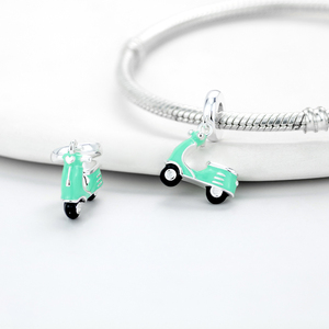 925 Sterling Silver Bicicleta Cocktail Encantos Moda Cubic Zircon Pingente Beads para Pulseira Jóias Fazendo Presente - Product Image 6