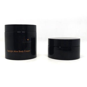 Wholesale 60ml 80ml 100ml 150ml 200ml 250ml 500ml BLACK PET <b>Plastic</b> Cosmetic Cream <b>Jar</b> With Black Lid - Product Image 3