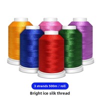 Fil de Soie Glacée Brillant Teint en Fil de Marque KINT, en Nylon, pour Pompons Tricotés à la Main, 500 Mètres, Cordon Style Tour, Pendentifs, Colliers