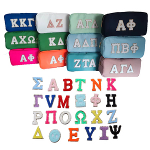 Personalizado DIY Chenille Theta Sigma letras griegas <span class=keywords><strong>viaje</strong></span> impermeable estuche cosmético bolsa de maquillaje de nylon bolsa de letras de hermandad - Product Image 1