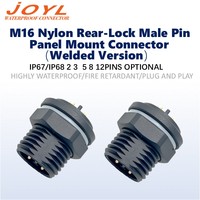 JOYL M16 전면 잠금형 수컷 핀 솔더 버전 방수 커넥터 2-12핀 15A 250V IP67 에너지 저장 및 신에너지 기계용