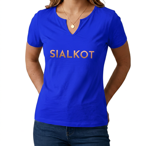 Camiseta de Algodón Personalizada para Mujer, Cuello en V, Manga Corta, Corte Ajustado, Color Amarillo, Estampado de Dibujos Animados en la Parte Delantera, Tela Jersey de 200 Gramos, Elástica, Informal - Product Image 1