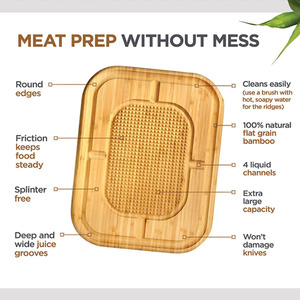 Planche à découper bloc de boucherie à Steak robuste avec <span class=keywords><strong>fente</strong></span> profonde cuisine <span class=keywords><strong>bois</strong></span> plateau épais réversible pointu - Product Image 4