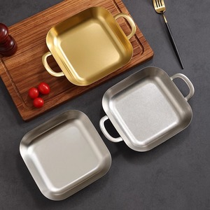 Stainless Steel Snack Plate Square Deep Dish With Handles For Bar KTV Food Serving - Product Image 2