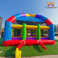 Château gonflable commercial en PVC de 0,55 mm, thème animaux du zoo, capacité 300 kg, 8 personnes, installation facile, garantie 3 ans