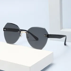 Модные солнцезащитные очки без оправы, модные дизайнерские женские солнцезащитные очки с цветными слепыми очками