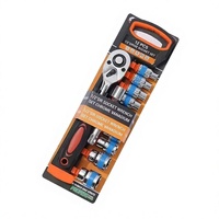 Kit d'outils de réparation en gros : Jeu de douilles en acier au chrome-vanadium de 12 pièces avec clé à cliquet 24 dents et tournevis
