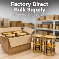 Support à épices rotatif en bambou avec 12 pots en verre et couvercles en bois, organisateur d'épices de comptoir pour rangement de cuisine, vente en gros, OEM