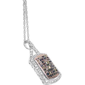 Diamond Pendant <b>Necklace</b> 1.01 Cttw White Multi Color Brilliant Cut Luxury 925 Sterling Silver 18 Inch diamond engagement <b>ring</b> - Product Image 5