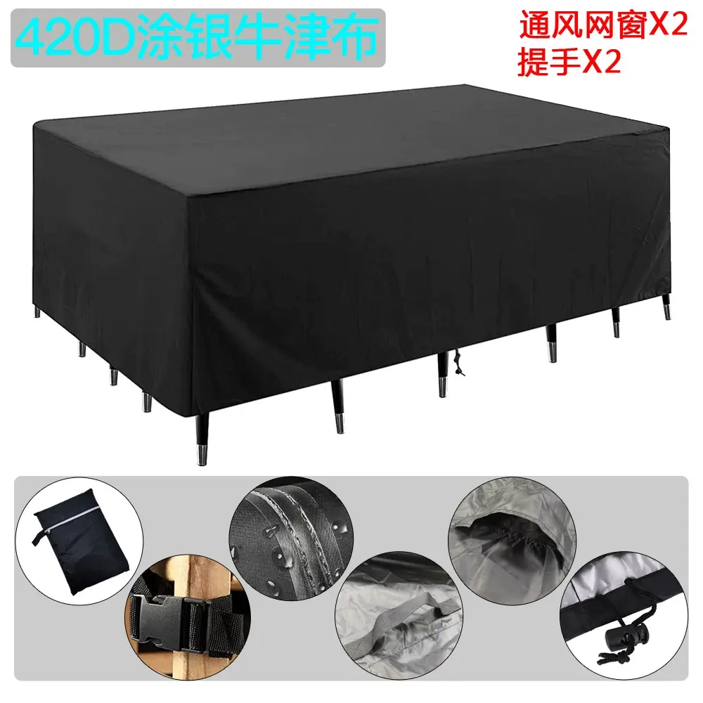 ผ้าเคลือบเงิน 420D - ฟิล์มกันน้ำ + หน้าต่างสองชั้น + หูจับคู่ + ตัวล็อกมุมทั้งสี่