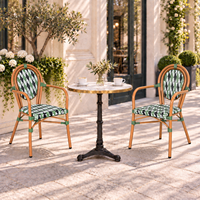 Fauteuil de bistrot français vintage, chaise d'extérieur tressée géométrique pour bistrot, café, villa, balcon