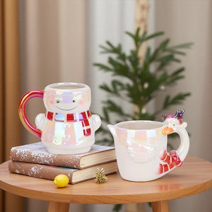 Redeco Wholesale Iridescent Duck Christmas Creamer Pitcher Custom Logo Bulk for Cafe Hotel Barista Gift Ceramic Tableware