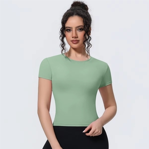 Top da Yoga per Donna ad Alta Elasticità, Aderente, ad Asciugatura Rapida, Traspirante, Manica Corta, per Allenamento e Fitness - Product Image 3