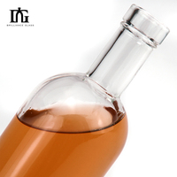 Nouveau design Bouteilles en verre dépoli 500ml 750ml Rhum Tequila Vin Brandy Bouteille vide avec liège
