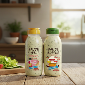 Bouteille de sauce en plastique PE transparente de 250 ml avec logo personnalisé, bouchon à clapet, distributeur de sauce salade, mayonnaise, condiment - Product Image 1