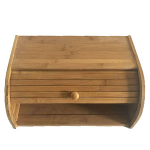Bamboo Bread <b>Box</b> Storage Container With Lid Tabletop Kitchen Organizer For Bread And Snacks - Product Image 5