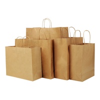 Sac en papier kraft brun personnalisé avec logo, poignées et impression intégrale, idéal pour les boutiques de cadeaux de luxe, fabriqué à partir de papier kraft recyclé