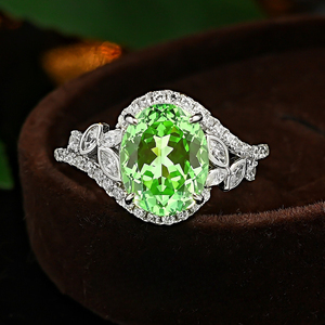 Bague en argent 925 avec <span class=keywords><strong>diamant</strong></span> vert de <span class=keywords><strong>3</strong></span> carats, pierre précieuse cultivée pour femme, couronne vintage, bijoux de mariage de luxe léger, vente chaude - Product Image 1
