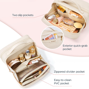 Borse per il trucco da viaggio personalizzate per borse professionali per cosmetici di grande capacità per Organizer portatile spalancato - Product Image 3