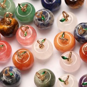 Ingrosso cristallo naturale guarigione pietre preziose sciolte forma di mela <span class=keywords><strong>ametista</strong></span> quarzo rosa Lapis agata turchese ciondolo gioielli da te - Product Image 5