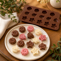 Cetakan Cokelat Silikon Motif Bunga, Cetakan Cokelat Silikon Banyak Lubang, Cetakan Permen Silikon Aman untuk Oven, Cetakan Praline Silikon untuk Pesta, Cetakan Permen Silikon Motif Mawar