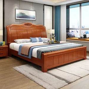 Лидер продаж, популярный традиционный стиль, дешевая деревянная кровать, дизайн