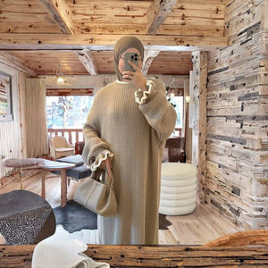 2026 New Elegant Sweater Abaya Winter Classic <b>Islamic</b> <b>Clothing</b> Modest Women's Floor Length Wave Cuff Warm Closed Abaya - Product Image 3