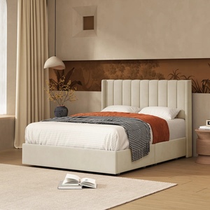 Modern Solid Wood Velvet Upholstered <b>Bed</b> <b>Frame</b> Headboard <b>Queen</b> <b>Size</b> & King <b>Size</b> Wooden <b>Bed</b> <b>Frame</b> - Product Image 2