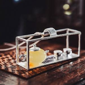 Loto divertente all'ingrosso gioielli 925 in argento Sterling <span class=keywords><strong>naturale</strong></span> <span class=keywords><strong>ambra</strong></span> originale teiera Design personalizzato <span class=keywords><strong>ciondolo</strong></span> per le donne - Product Image 2