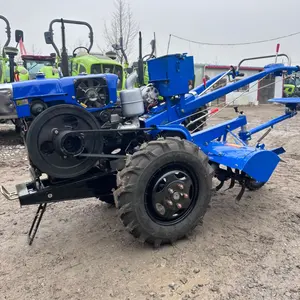 Pemotong rumput pabrik traktor berjalan, traktor perayap hijau Mini 8hp 12hp