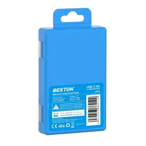 2024 Best Seller 4 celdas BESTON 1,5 V USB AA batería de iones de litio 2200mWh Tipo-C batería de iones de litio para juguetes Nuevo estilo caja de PP con cable