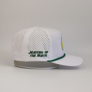 Su Geçirmez 5 Panel Polyester Golf Şapkaları Özel Logo PVC Yama Gorras Personalizadas Açık Hava Sporları Lazer Kesim Delikli Beyzbol Şapkaları - Product Image 3