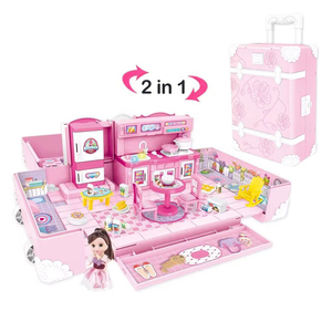 Multifunctional Deformed Luggage Suitcase Miniature Furniture <strong>Wardrobe</strong> Pretend Play <strong>Doll</strong> Toys House Princess Dress up Set Toy - Product Image 1