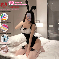 Ensemble de cosplay de lapin pour femme, costume de lapin mignon, combinaison sexy, lingerie sans entrejambe, uniforme d'anime, tenue de jeu de rôle