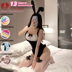 Conjunto de disfraz de conejita para mujer, lindo traje de conejo, lencería sexy, body sin entrepierna, uniforme de <span class=keywords><strong>anime</strong></span>, atuendo para juego de rol - Product Image 1