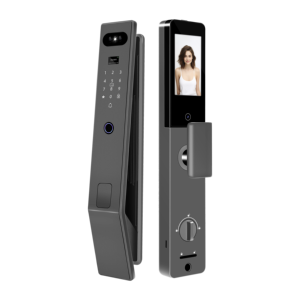 Cerradura de puerta inteligente biométrica de cara y huella dactilar 3D al por mayor con cámara Tuya Wifi opciones de almacenamiento de tarjeta de memoria de seguridad producto caliente - Product Image 1